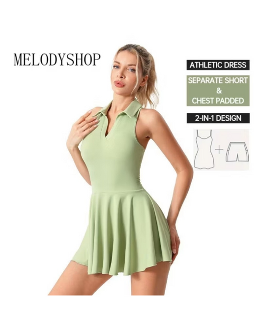Elegant White Tennis Skirt with Safety Shorts for Women - High-Quality Athletic Dress