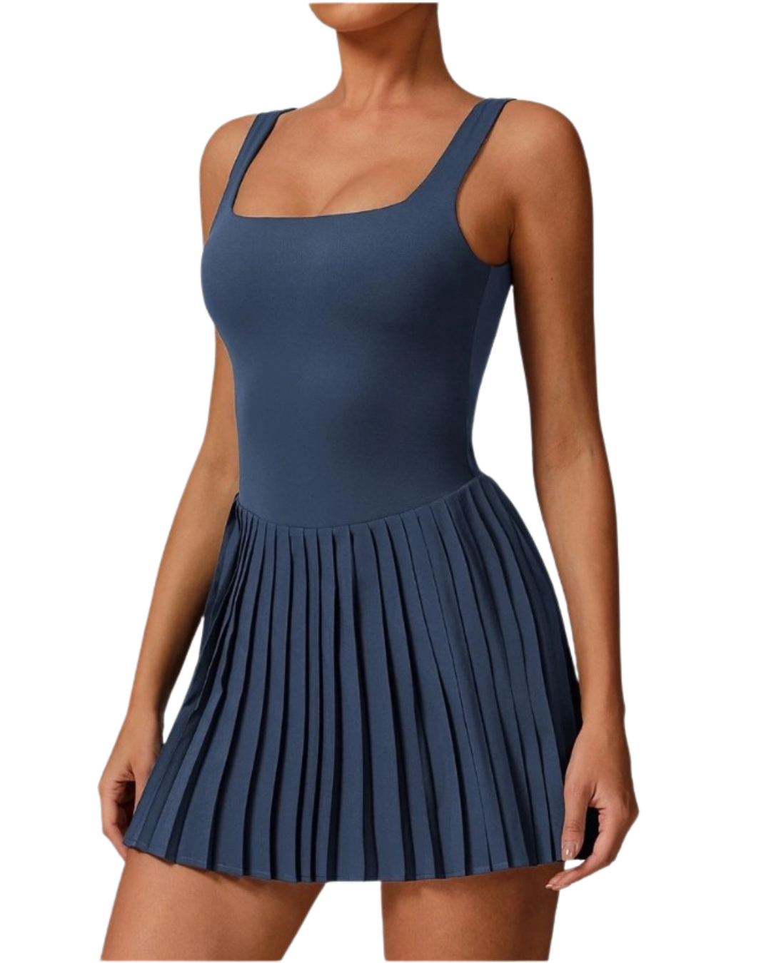 Elegant Lavender Pleated Skirt Dress for Women - High-Quality Yoga & Fitness Wear