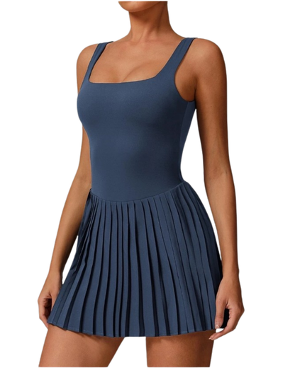 Elegant Lavender Pleated Skirt Dress for Women - High-Quality Yoga & Fitness Wear