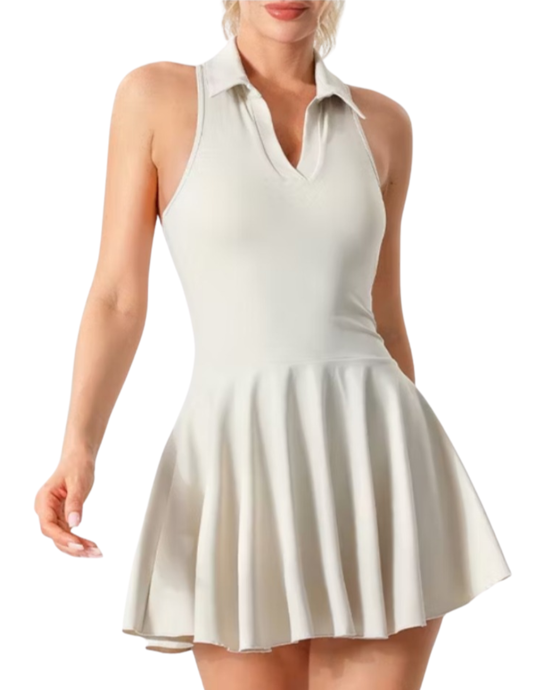Elegant White Tennis Skirt with Safety Shorts for Women - High-Quality Athletic Dress