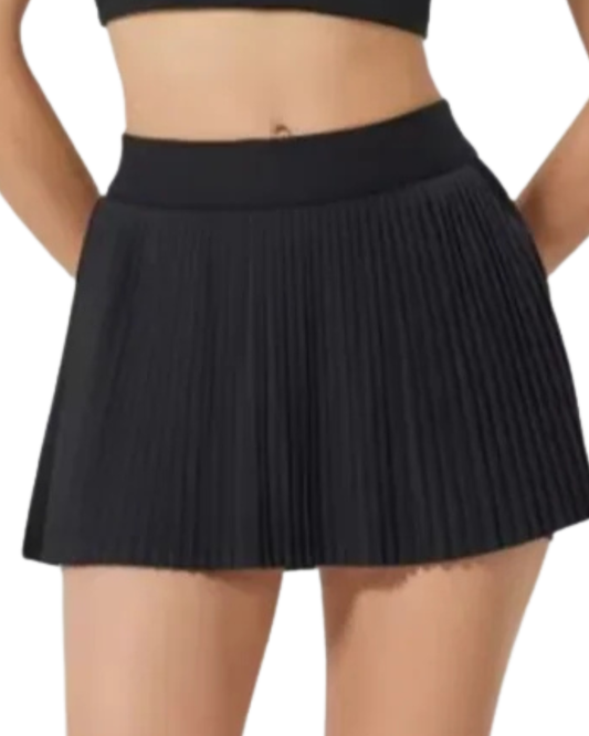Elegant Black Pleated Tennis Skirt for Women - High-Quality Athletic Wear