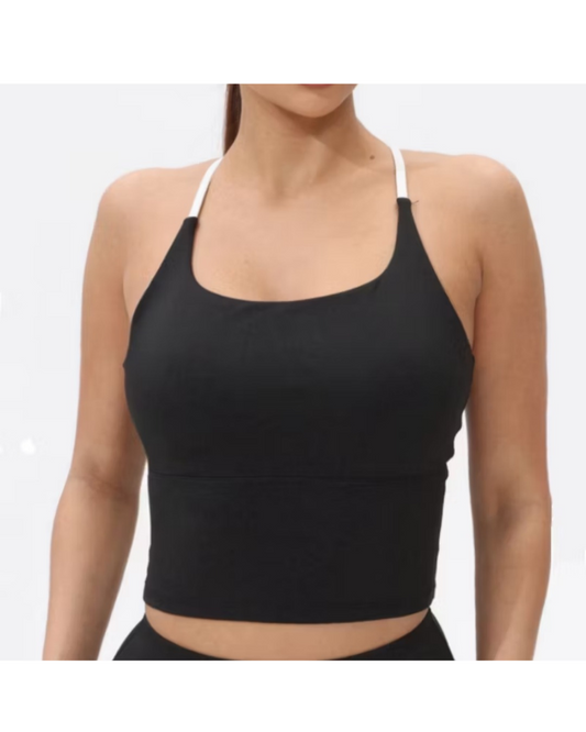 High-Quality Nylon Sports Bra for Women - Comfort Fit Yoga & Fitness Top in Black