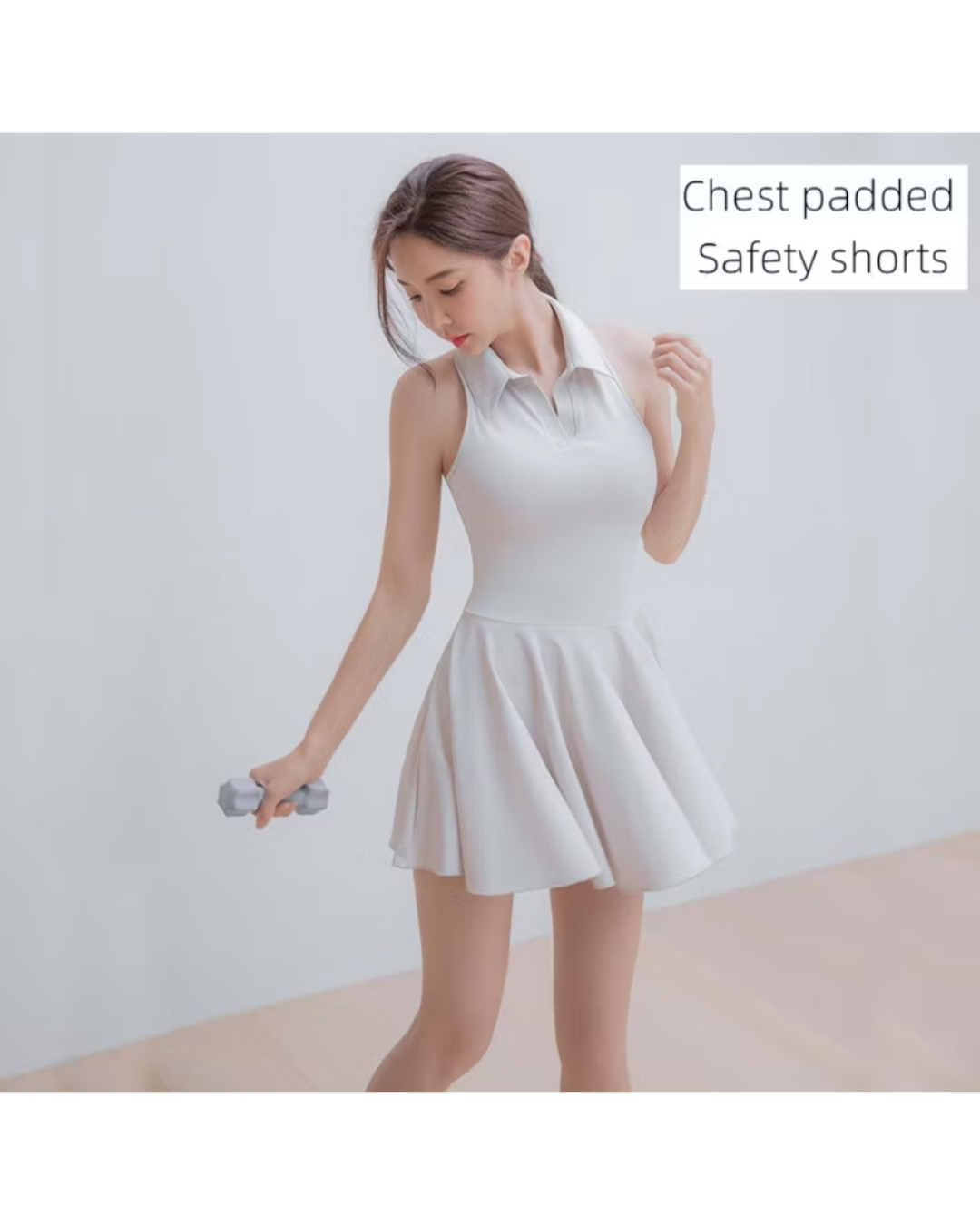 Elegant White Tennis Skirt with Safety Shorts for Women - High-Quality Athletic Dress
